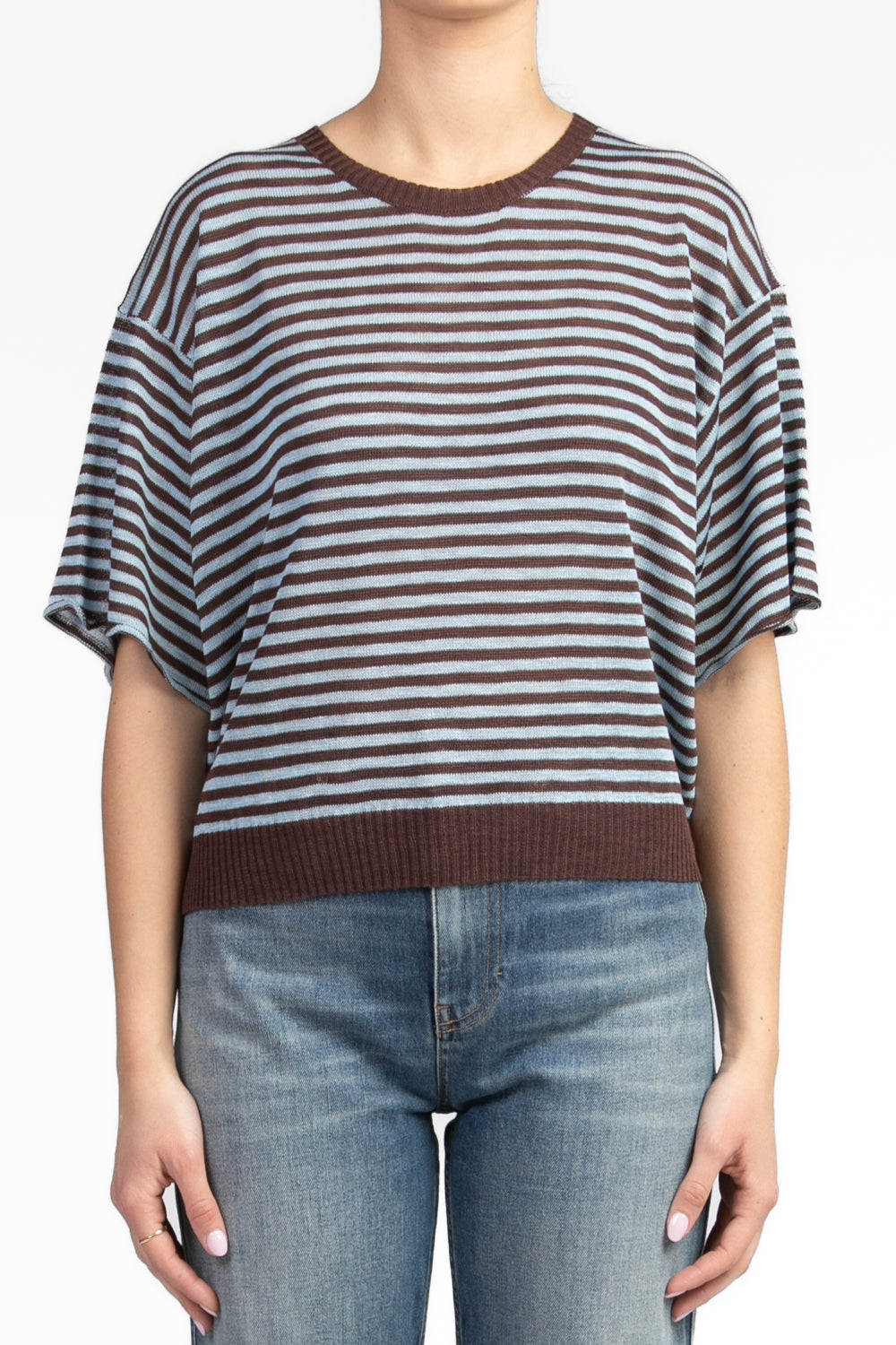 Tensione In - Maglia girocollo rigata mezza manica Art. XL24264-A
