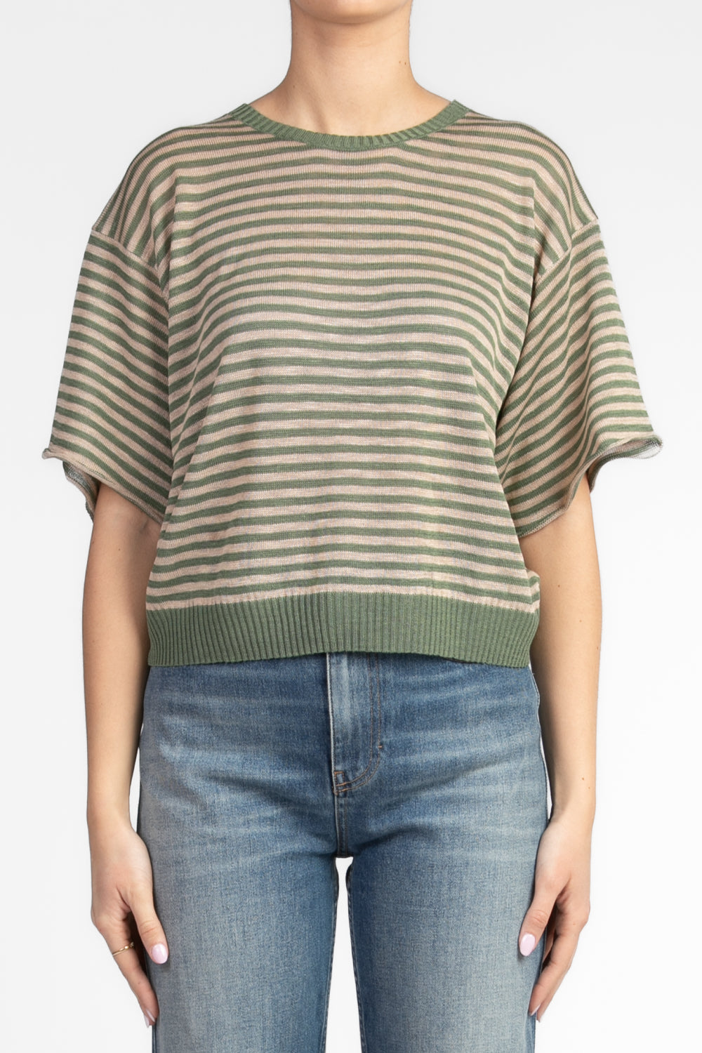 Tensione In - Maglia girocollo rigata mezza manica Art. XL24264-A