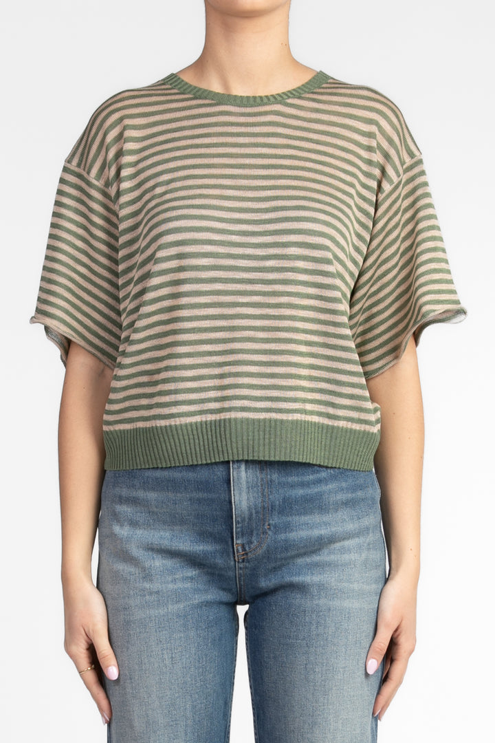 Tensione In - Maglia girocollo rigata mezza manica Art. XL24264-A