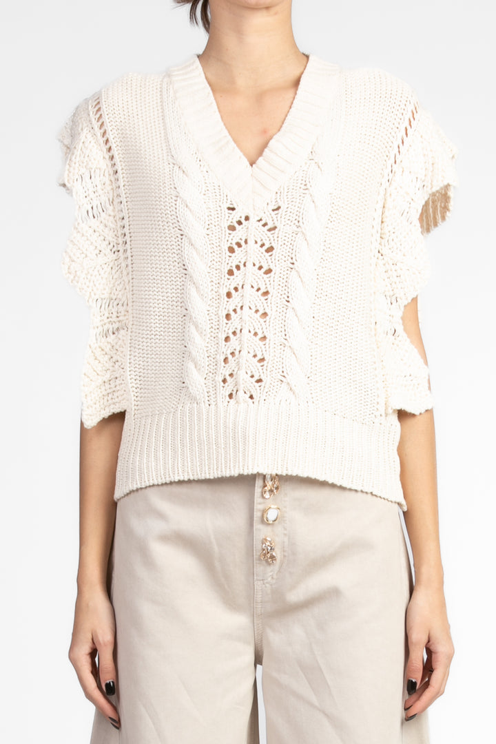 Vicolo - Gilet crochet scollo a v Art. 33012D