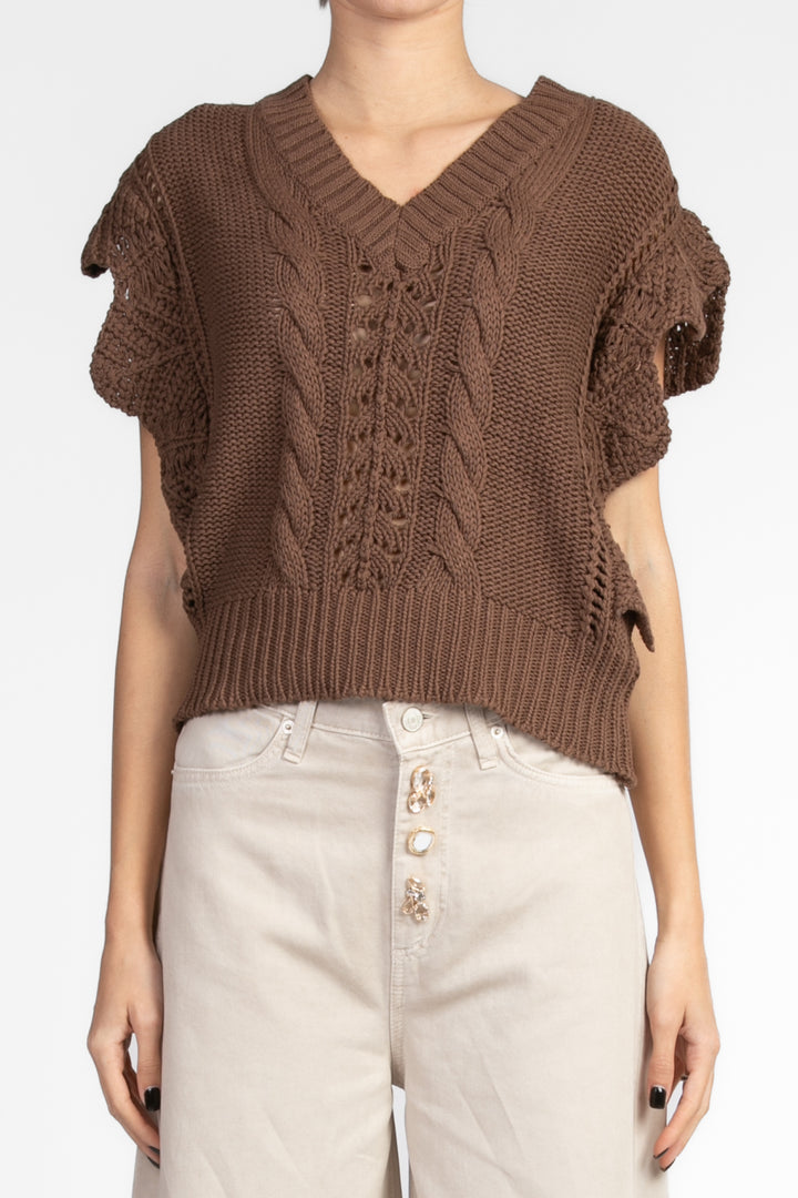 Vicolo - Gilet crochet scollo a v Art. 33012D