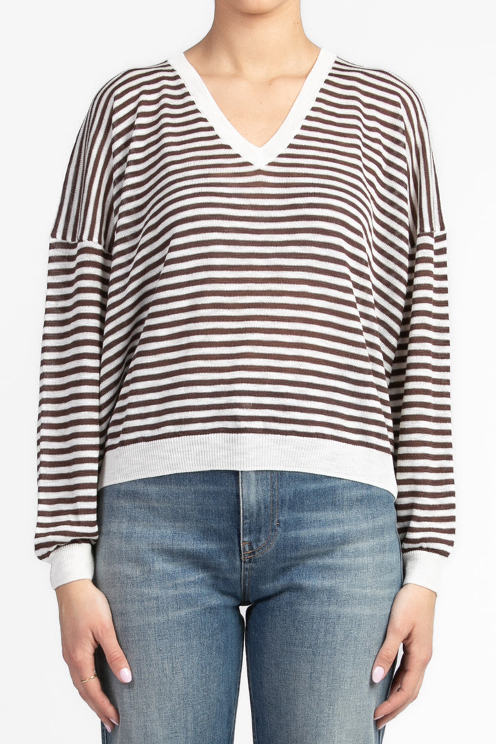 Tensione In - Maglia rigata scollo a V Art. XL24266-A