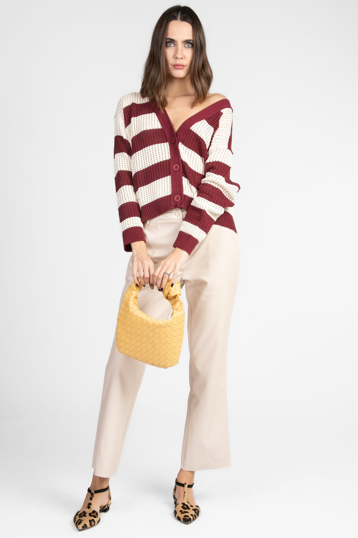 Vicolo - Cardigan righe traforato scollo v Art. 77071D