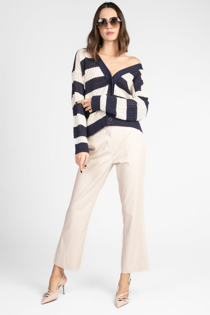 Vicolo - Cardigan righe traforato scollo v Art. 77071D