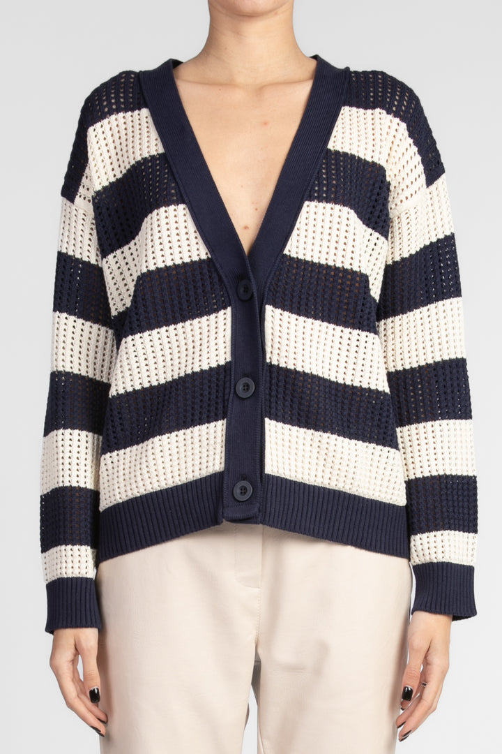 Vicolo - Cardigan righe traforato scollo v Art. 77071D