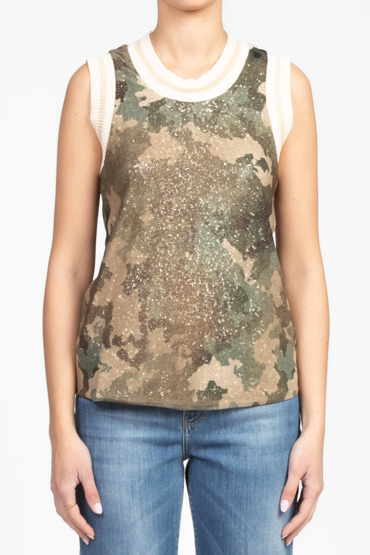 Vicolo - Canotta mimetica con paillettes Art. TD0803