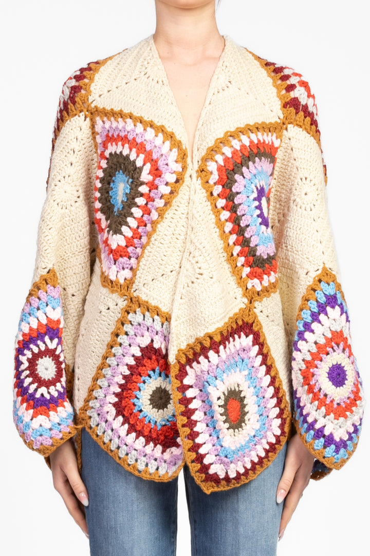 Emunà - Cardigan crochet rombi