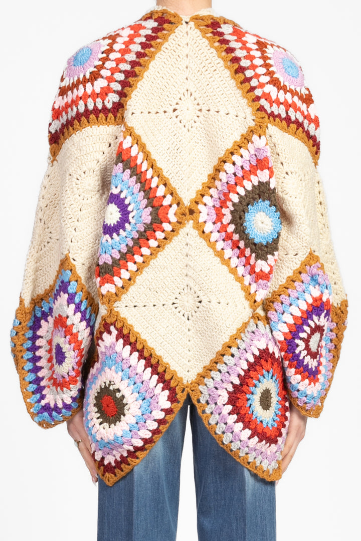 Emunà - Cardigan crochet rombi