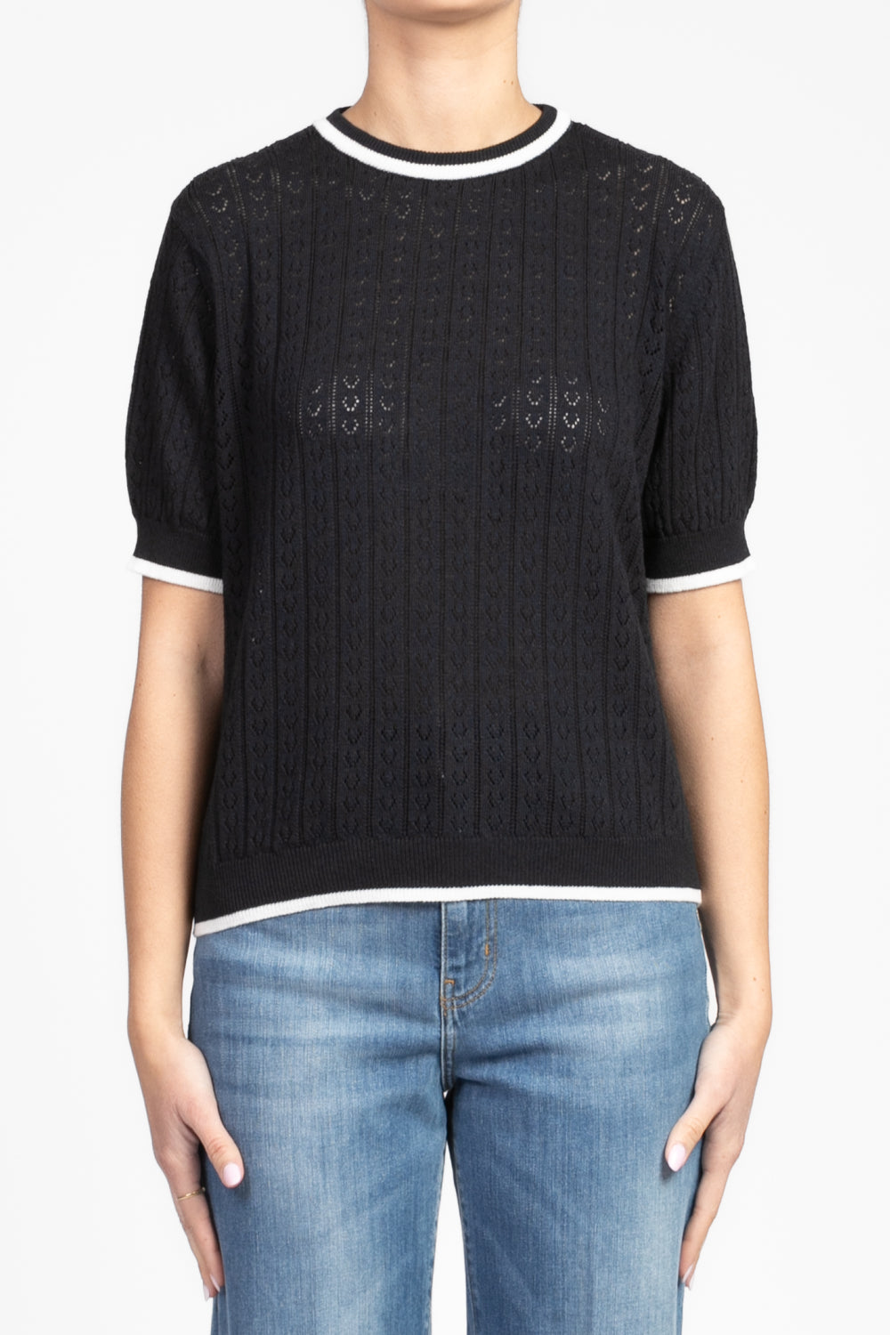 Vicolo - Maglia lavorata con profili contrasto Art. 22092D