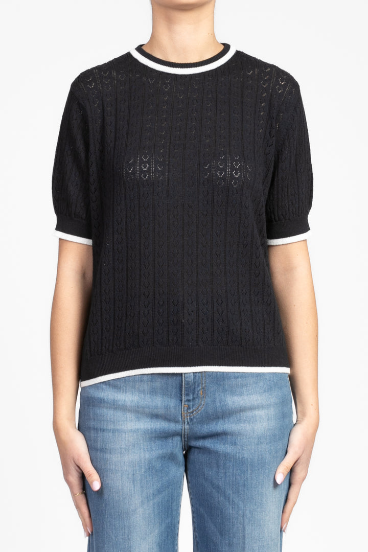 Vicolo - Maglia lavorata con profili contrasto Art. 22092D