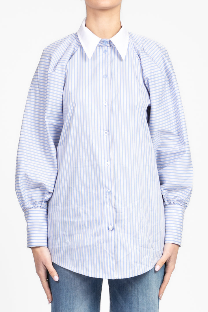 Have One - Camicia gessata pieghe manica palloncino Art. CVS-N145