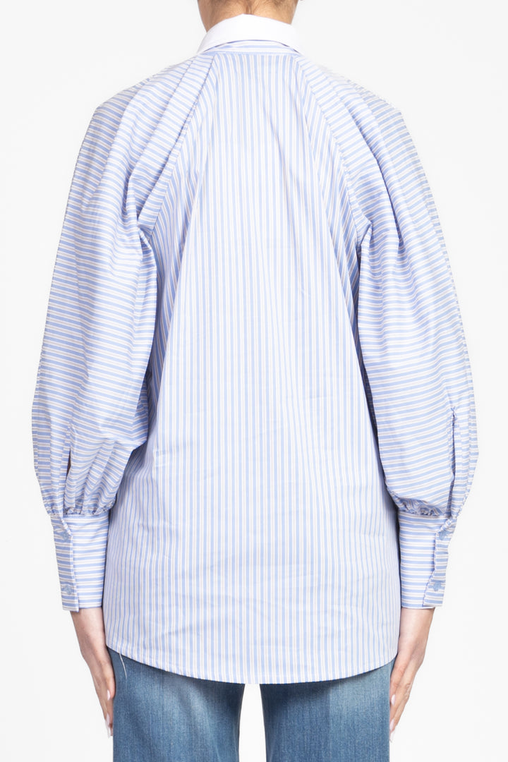 Have One - Camicia gessata pieghe manica palloncino Art. CVS-N145