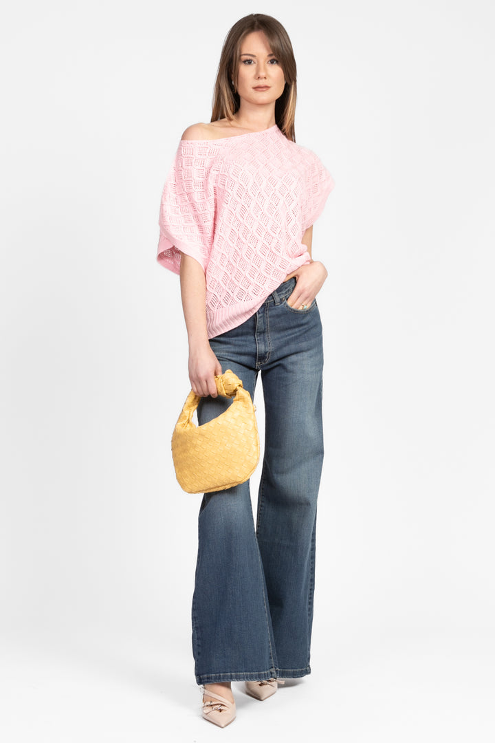 Vicolo - Maglia crochet scollo a barca Art. 55041D