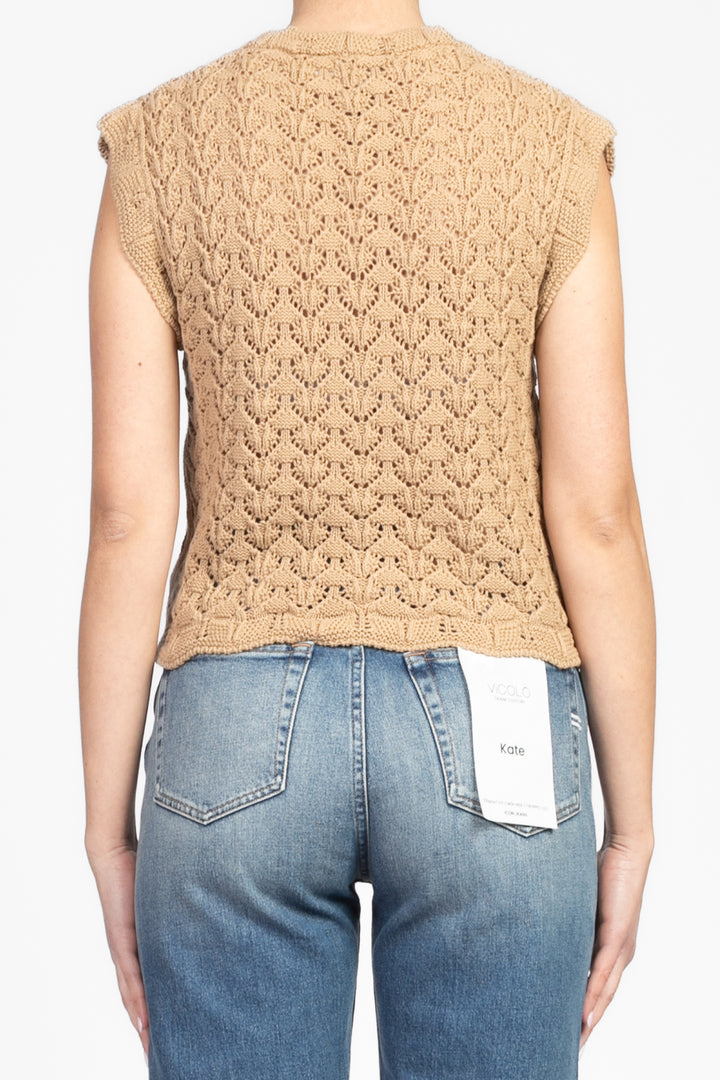 Vicolo - Gilet crochet con bottoni Art. 55045D