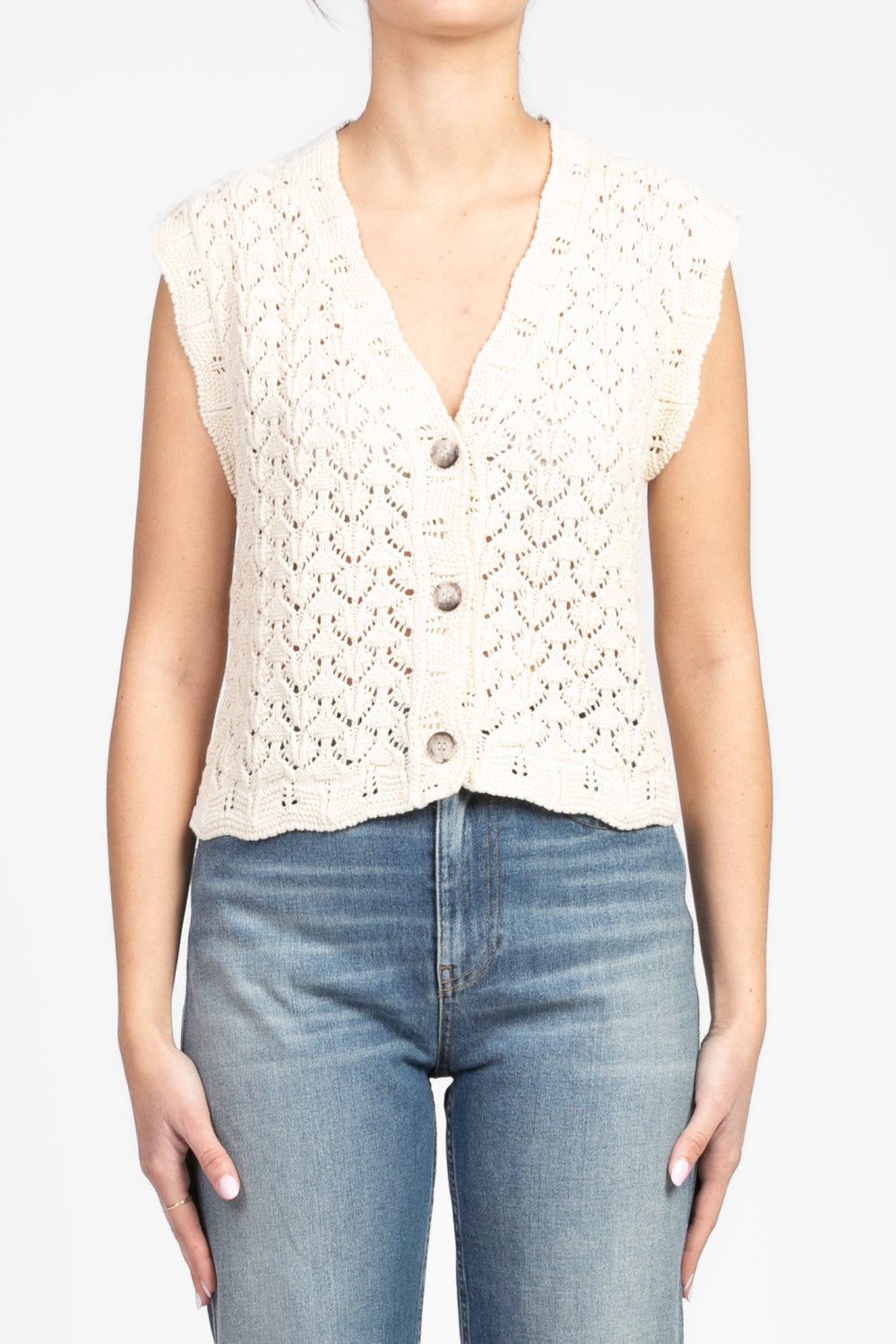 Vicolo - Gilet crochet con bottoni Art. 55045D
