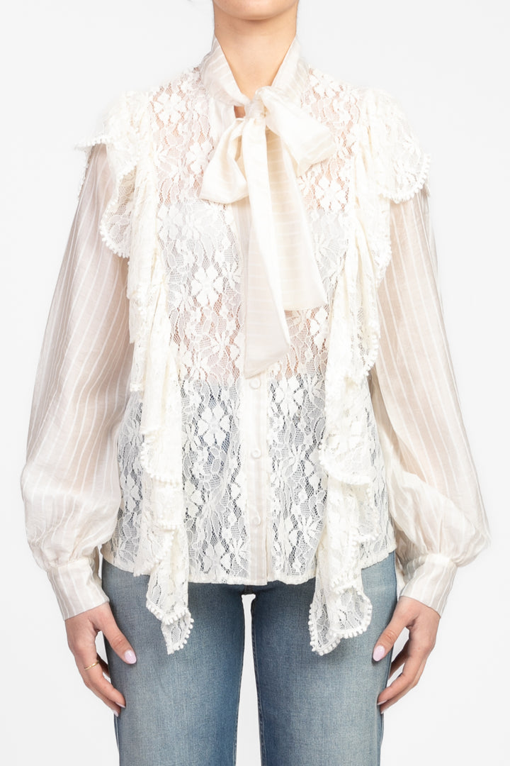 Tensione In - Camicia pizzo con fusciacca Art. GX749