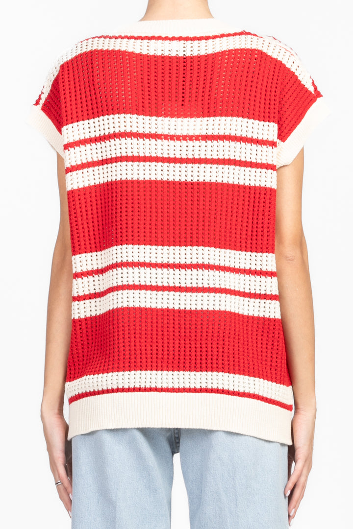 Vicolo - Gilet over a righe traforato Art. 77094D