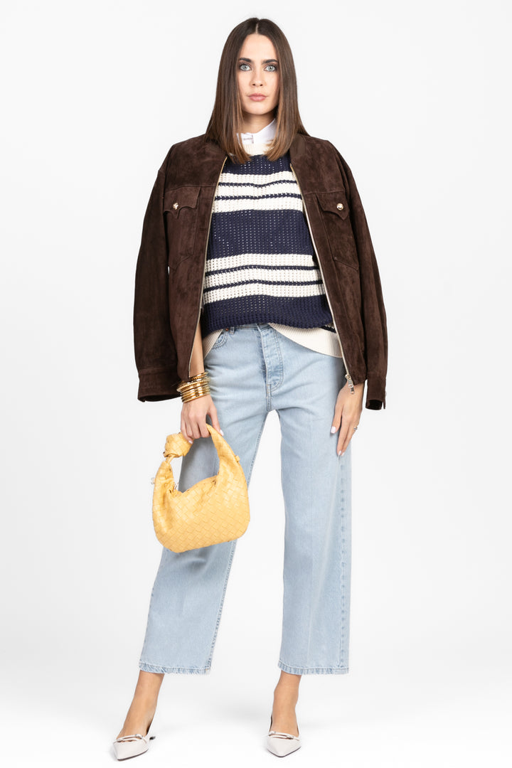 Vicolo - Gilet over a righe traforato Art. 77094D
