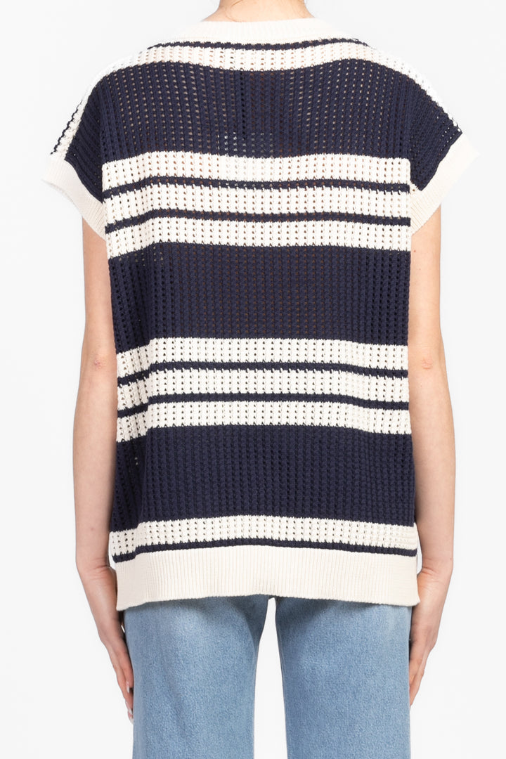 Vicolo - Gilet over a righe traforato Art. 77094D