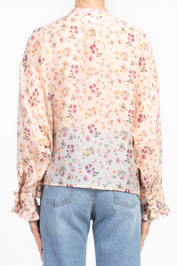 Vicolo - Camicia fantasia floreale con rouches Art. TD1301