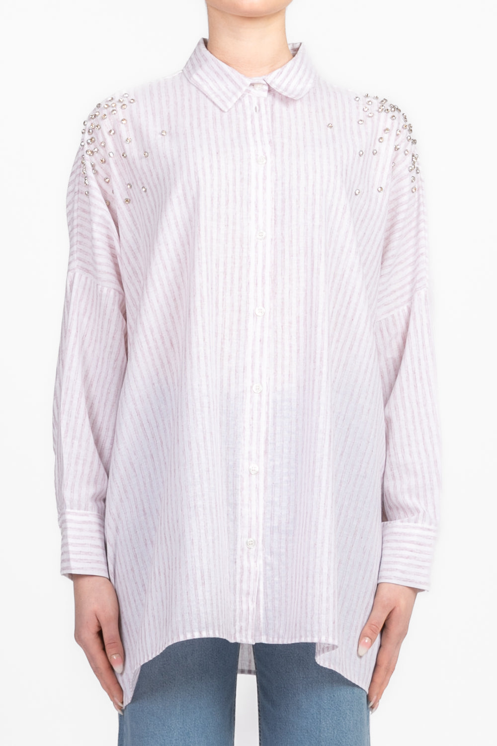 Dixie - Camicia gessata con strass Art. CEARWGRU