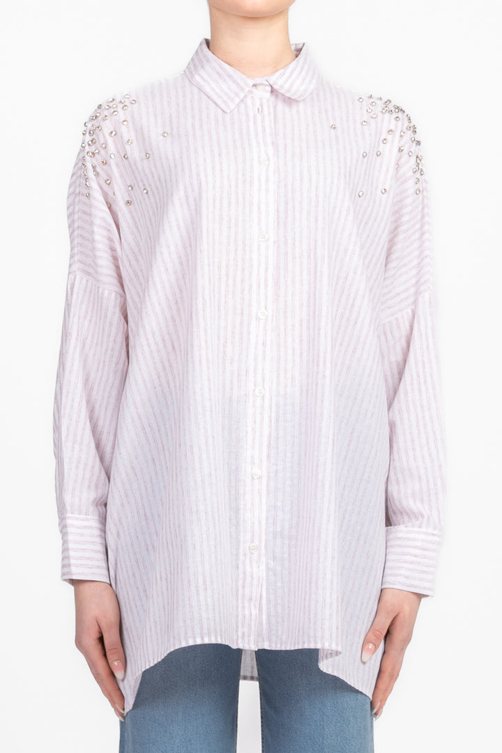 Dixie - Camicia gessata con strass Art. CEARWGRU