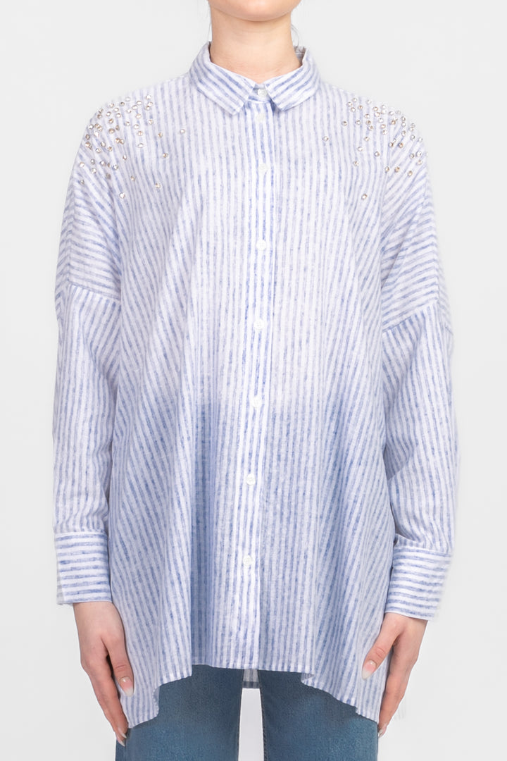 Dixie - Camicia gessata con strass Art. CEARWGRU