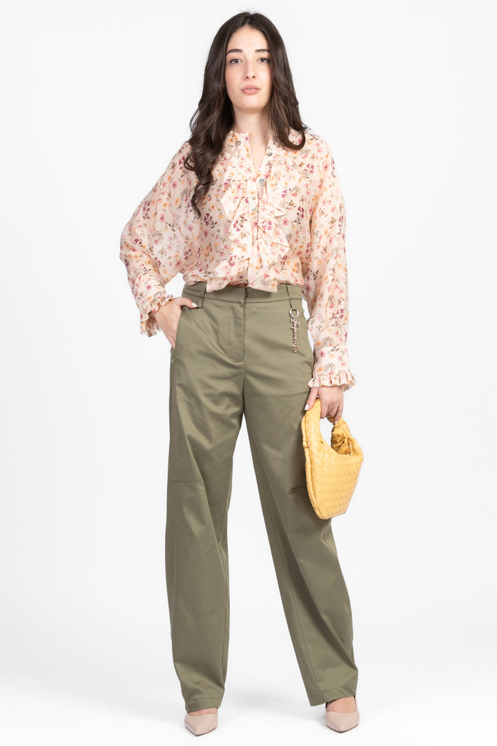 Vicolo - Camicia fantasia floreale con rouches Art. TD1301