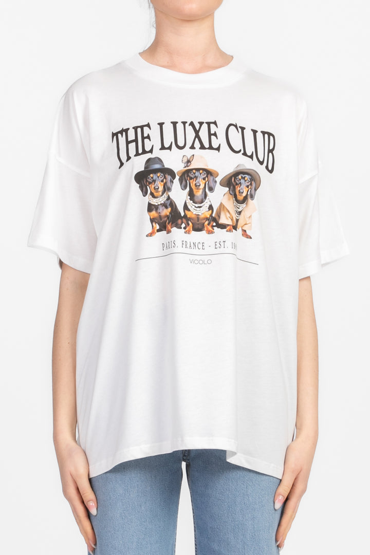 Vicolo - T-shirt stampa "The luxe club" Art. RD0412