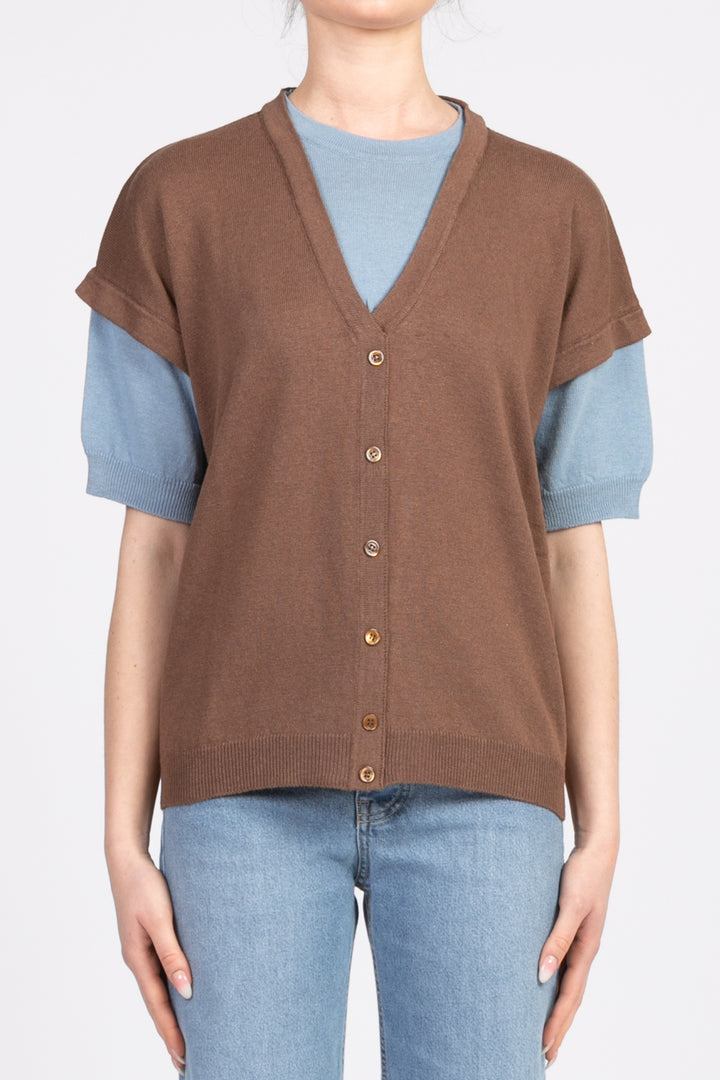 Vicolo - Maglia gilet manica corta Art. 22082D