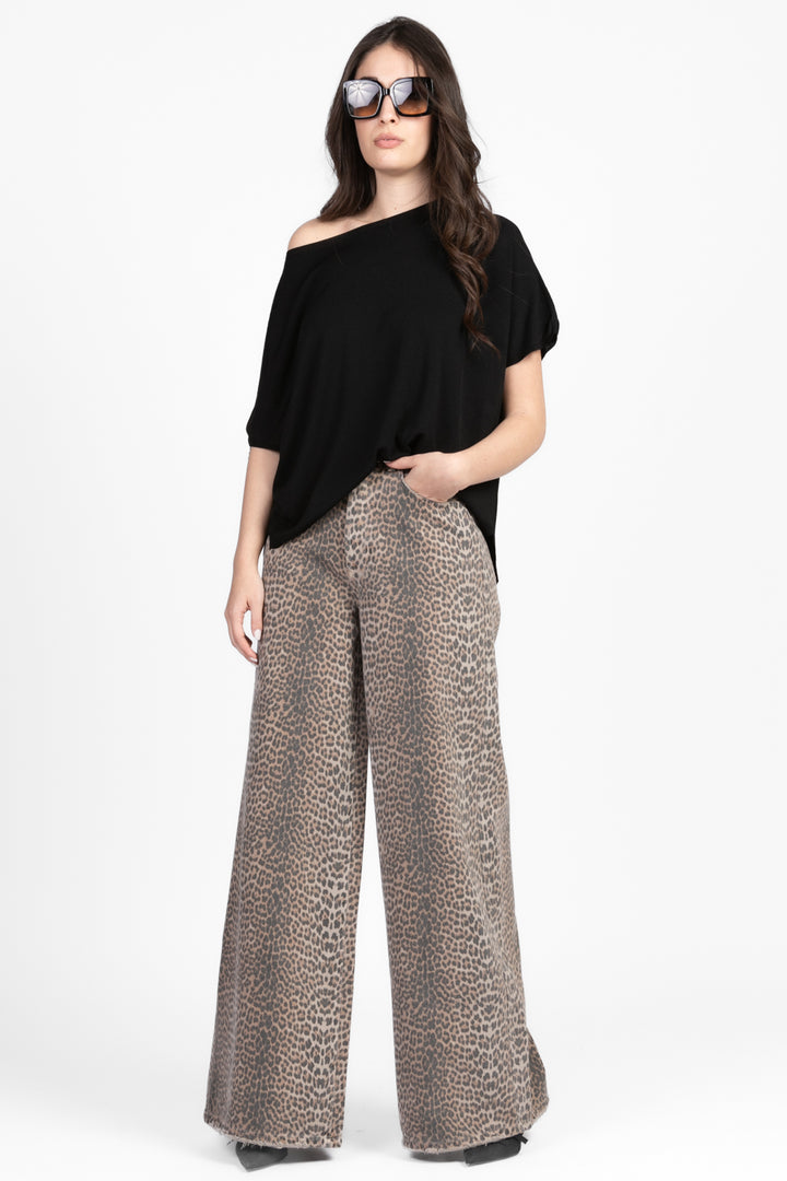 Vicolo - Jeans palazzo ampio animalier MYRNA Art. DD5338