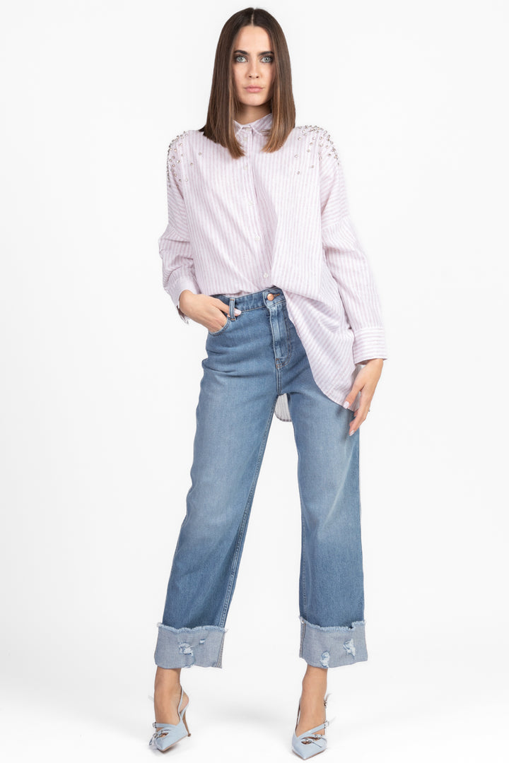 Dixie - Camicia gessata con strass Art. CEARWGRU