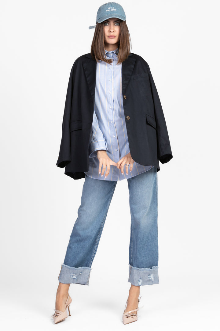 Vicolo - Camicia gessata asimmetrica Art. TD1475
