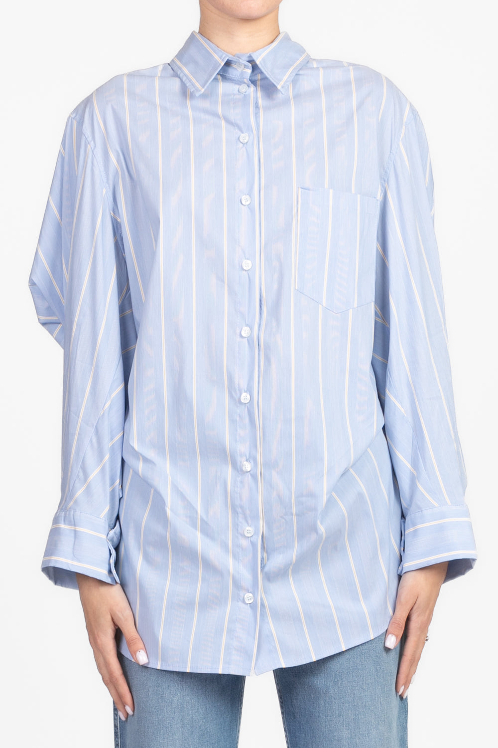 Vicolo - Camicia gessata asimmetrica Art. TD1475