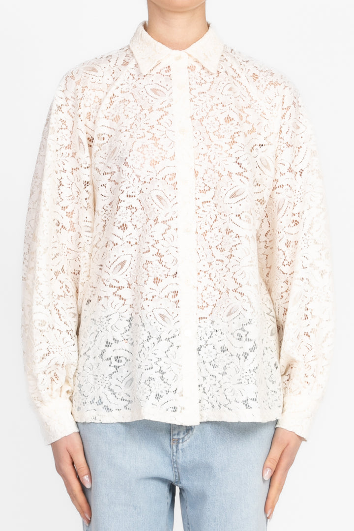 Vicolo - Camicia in pizzo manica palloncino Art. TD1532