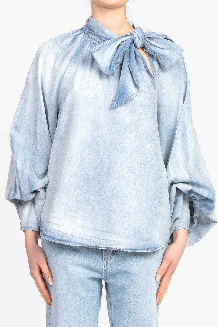 Tensione In - Blusa denim con fiocco Art. S25C570