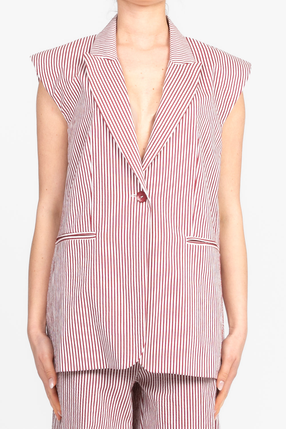 Tensione In - Gilet rigato con laccio Art. S25J653