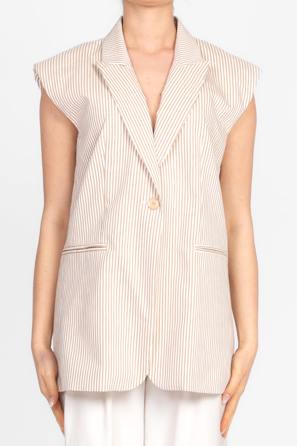 Tensione In - Gilet rigato con laccio Art. S25J653