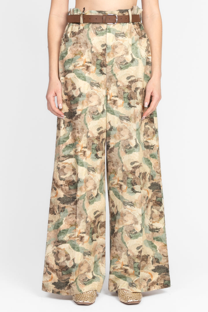 Vicolo - Pantalone in denim mimetico a palazzo Art. TD1368