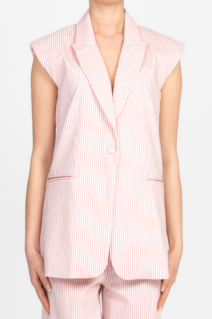 Tensione In - Gilet rigato con laccio Art. S25J653
