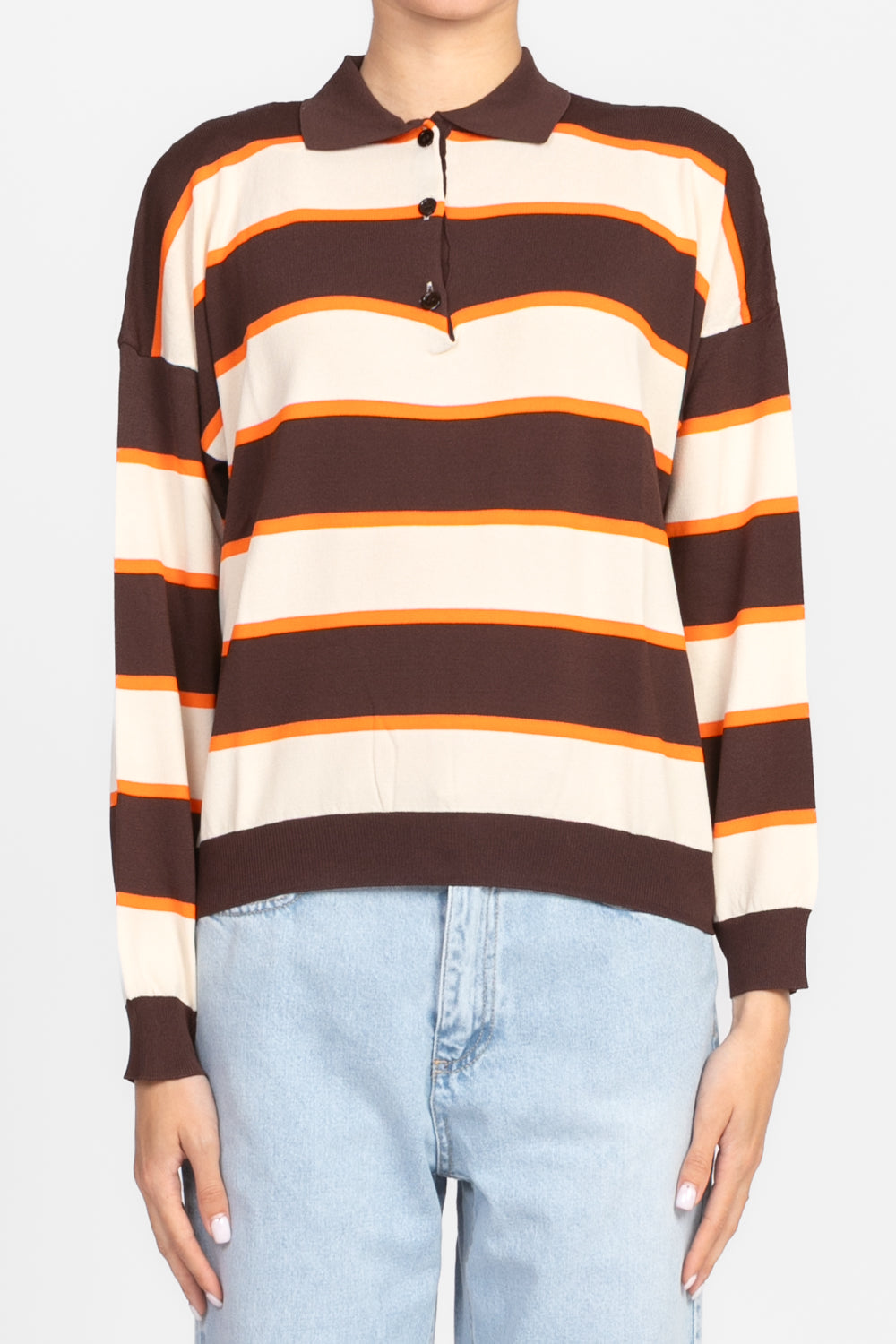 Vicolo - Maglia polo rigata manica lunga Art. 22112D