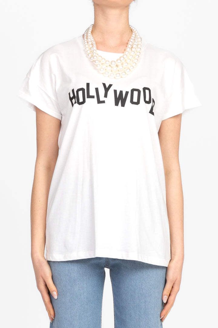 Tensione In - T-shirt stampa "Hollywood" con collana Art. 36483