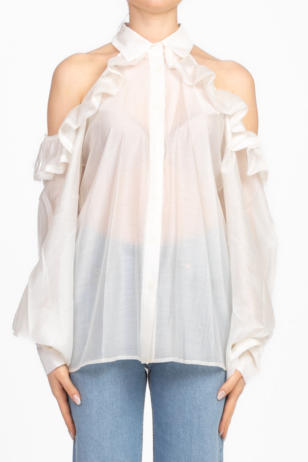 Vicolo - Camicia cut out con rouches Art. TD1546