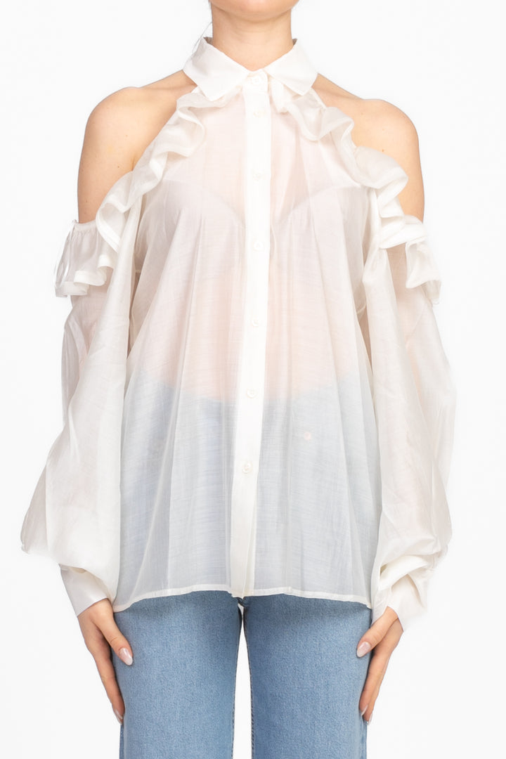 Vicolo - Camicia cut out con rouches Art. TD1546