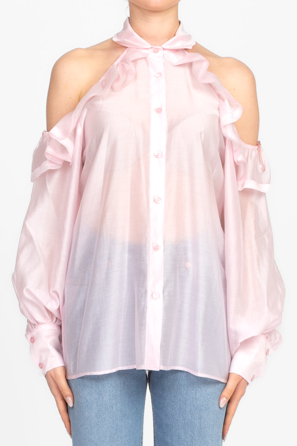 Vicolo - Camicia cut out con rouches Art. TD1546