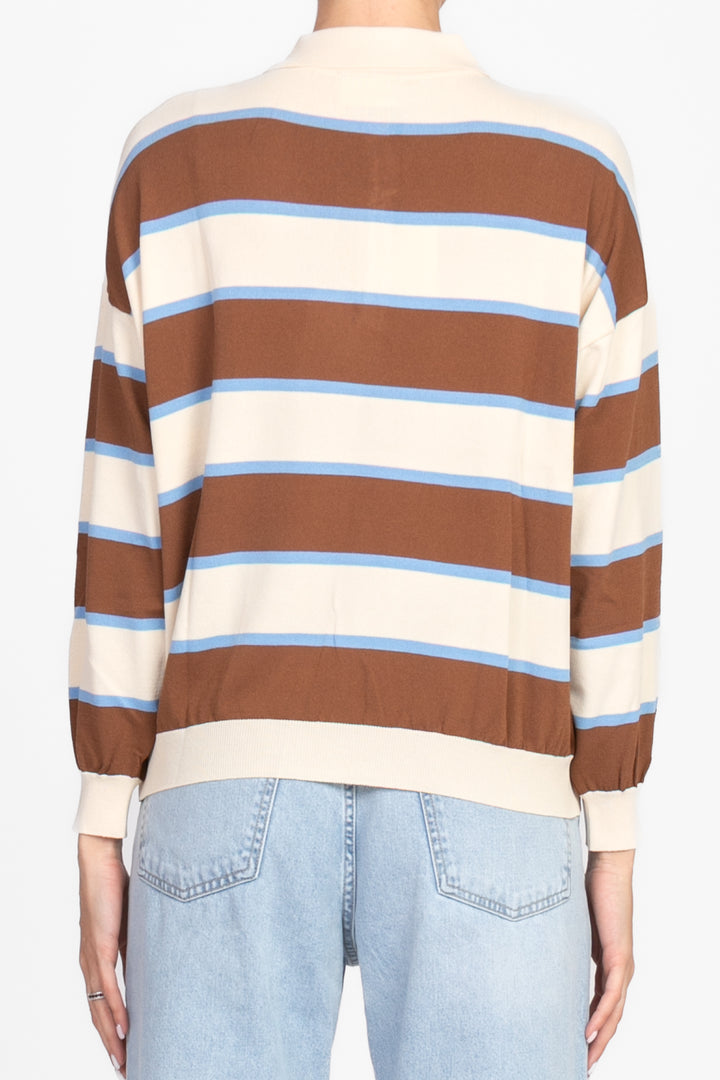Vicolo - Maglia polo rigata manica lunga Art. 22112D