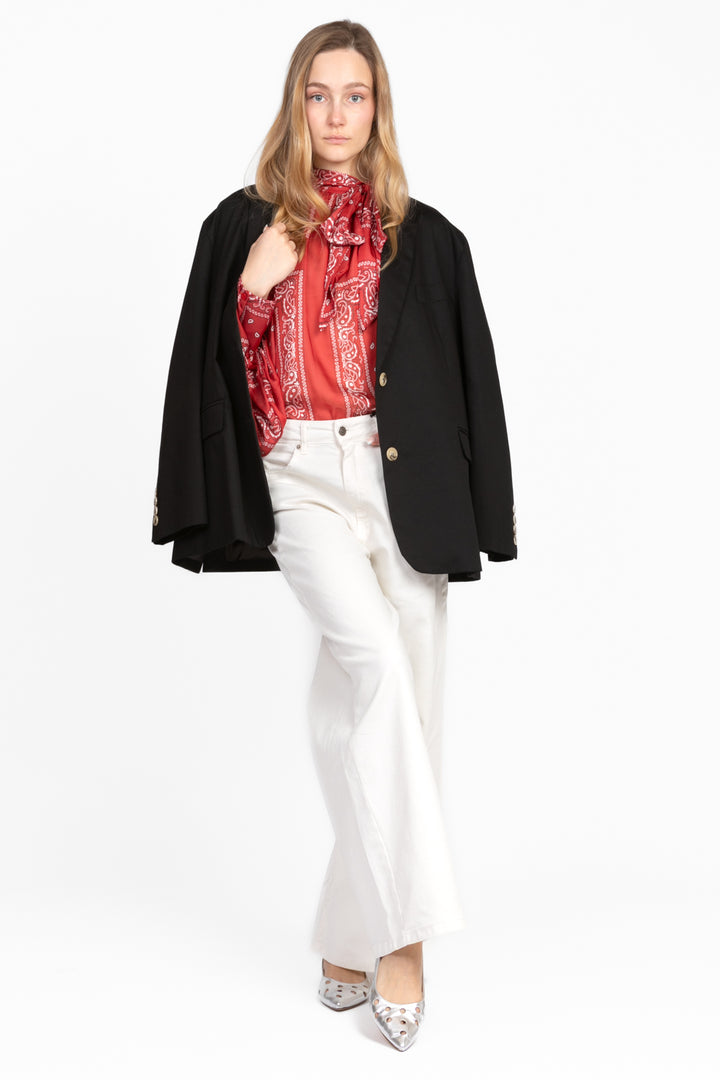 Tensione In - Blusa stampa bandana in satin con fiocco Art. 25C7265