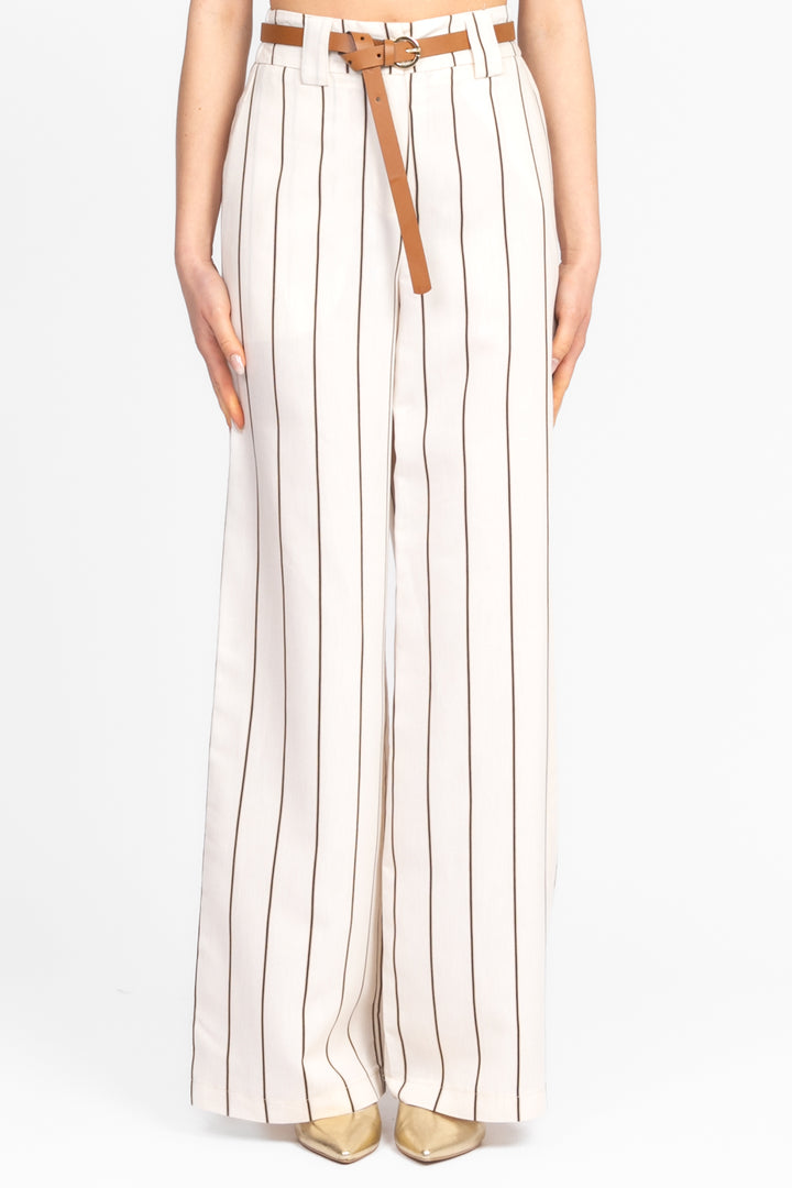 Tensione In - Pantalone palazzo rigato con cinta Art. 25P7299