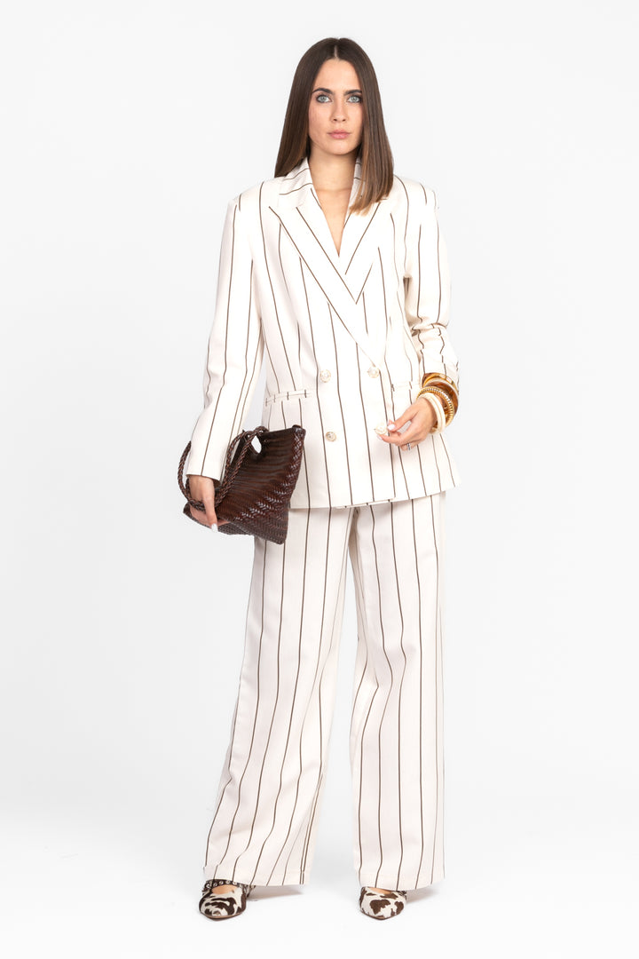 Tensione In - Pantalone palazzo rigato con cinta Art. 25P7299