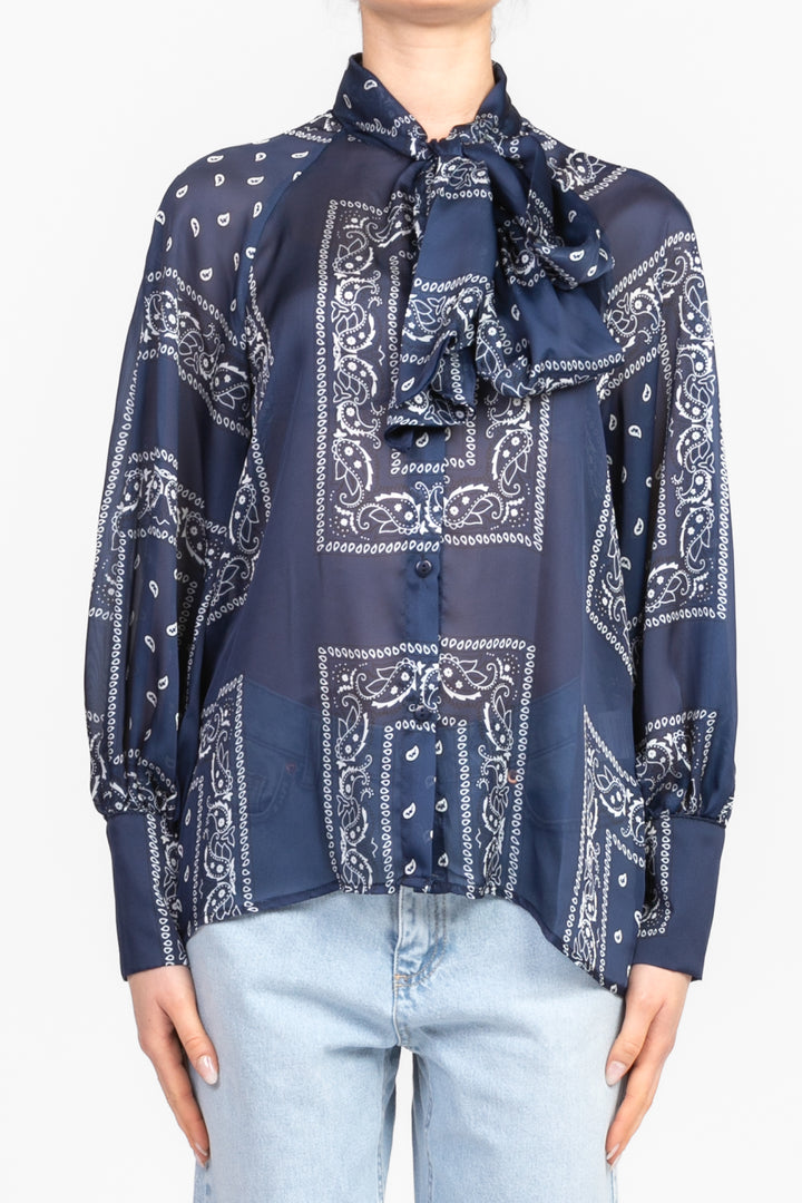 Tensione In - Camicia satin stampa bandana con fiocco Art. 25C7305